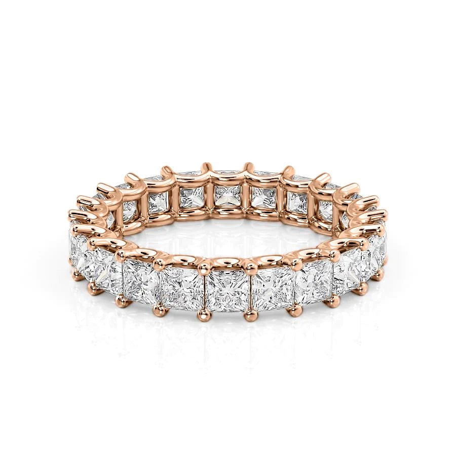 3.5ct Princess U Prong Eternity Eternity Rings 14K Rose Princess Lab Diamonds#material_14k-rose