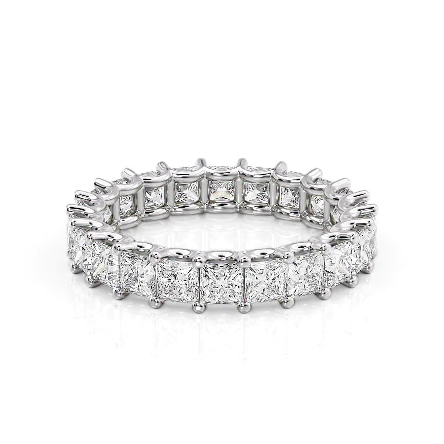 3.5ct Princess U Prong Eternity Eternity Rings 18K White Princess Lab Diamonds#material_18k-white