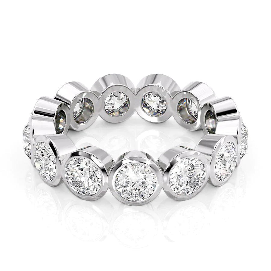 3.5ct Round Bezel Eternity Eternity Rings 14K White Round Lab Diamonds#material_14k-white