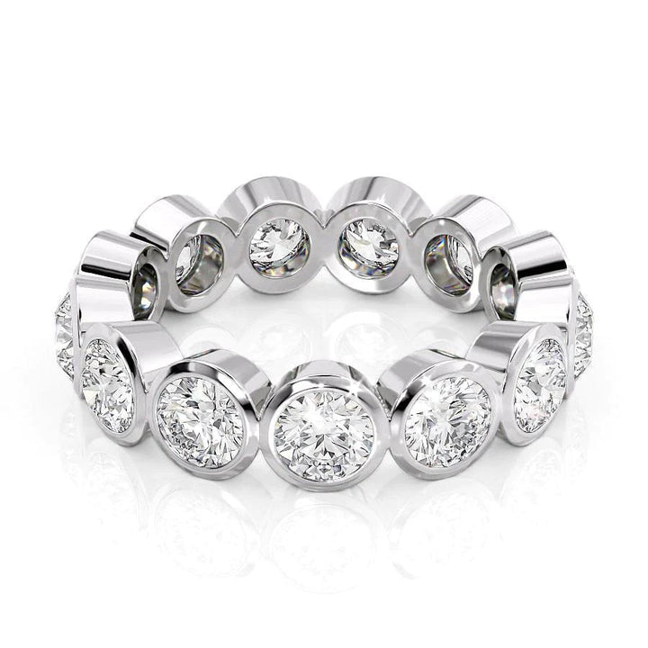 3.5ct Round Bezel Eternity Eternity Rings 14K White Round Lab Diamonds#material_14k-white