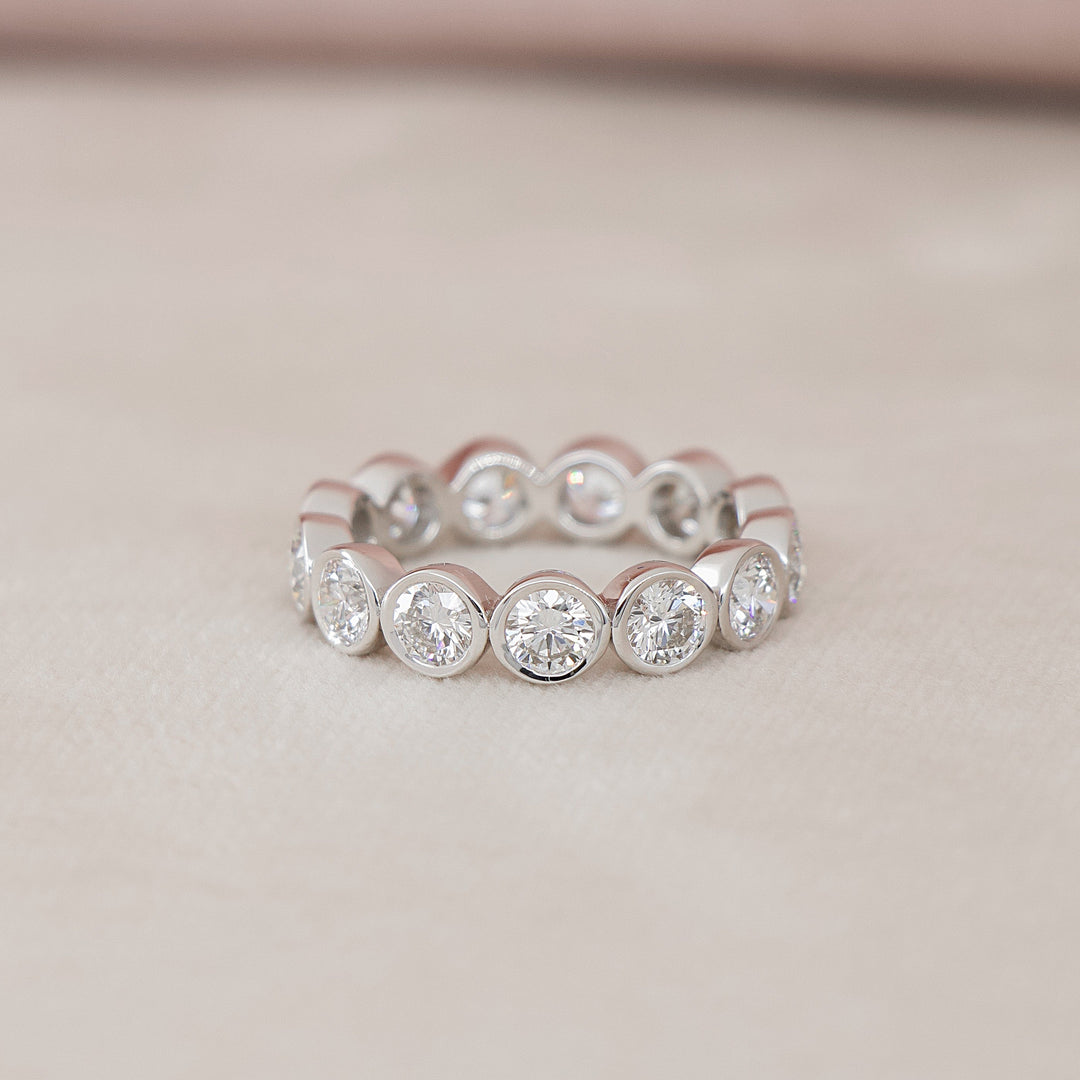 3.5ct Round Bezel Eternity Eternity Rings 14K White Round Lab Diamonds#material_14k-white