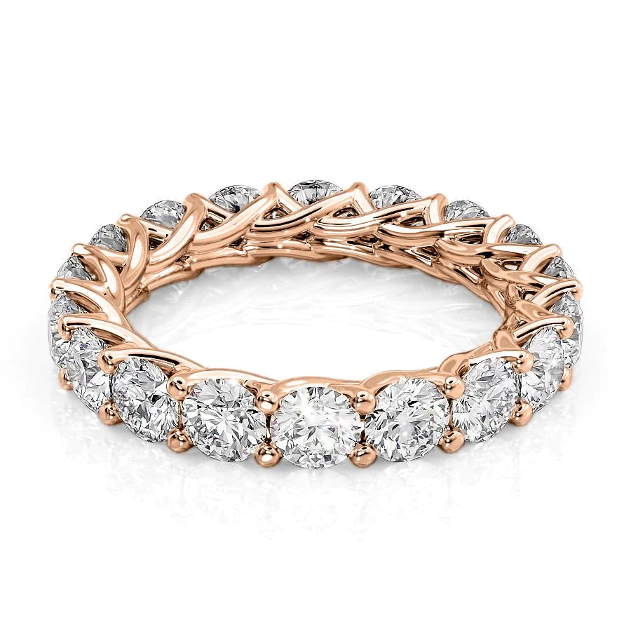 3.5ct Round Trellis Eternity Eternity Rings 14K Rose Round Lab Diamonds#material_14k-rose