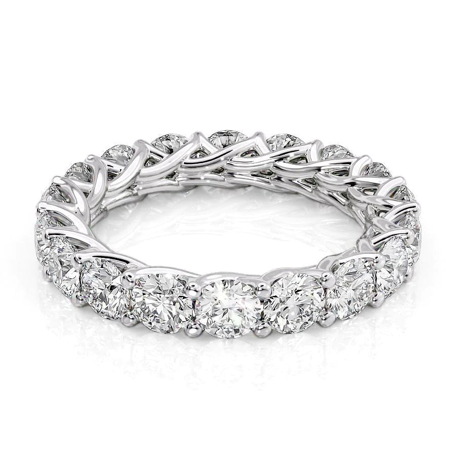 3.5ct Round Trellis Eternity Eternity Rings 14K White Round Lab Diamonds#material_14k-white