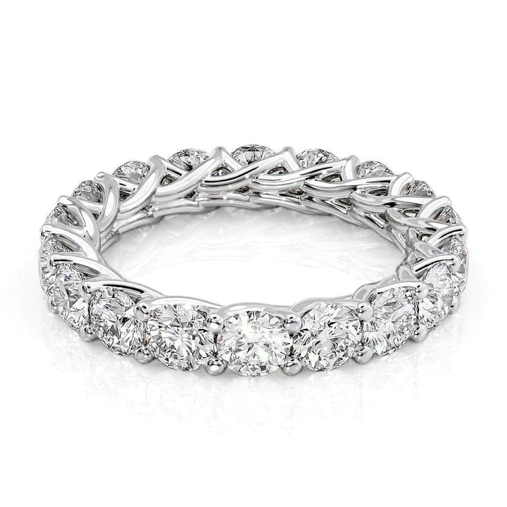 3.5ct Round Trellis Eternity Eternity Rings 18K White Round Lab Diamonds#material_18k-white