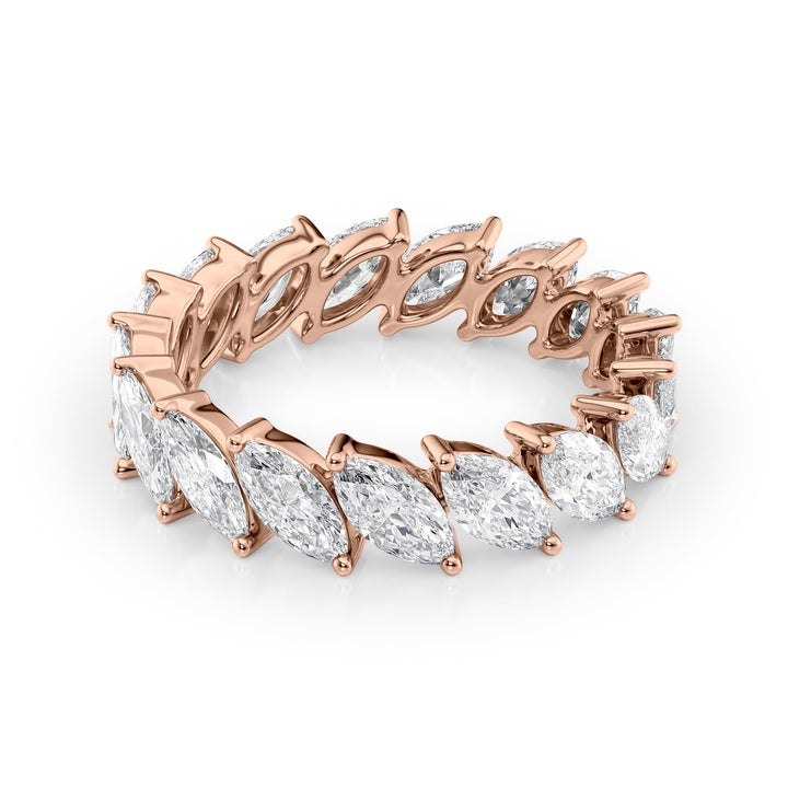 3.5ct Slanted Marquise Eternity Eternity Rings 14K Rose Marquise Lab Diamonds#material_14k-rose