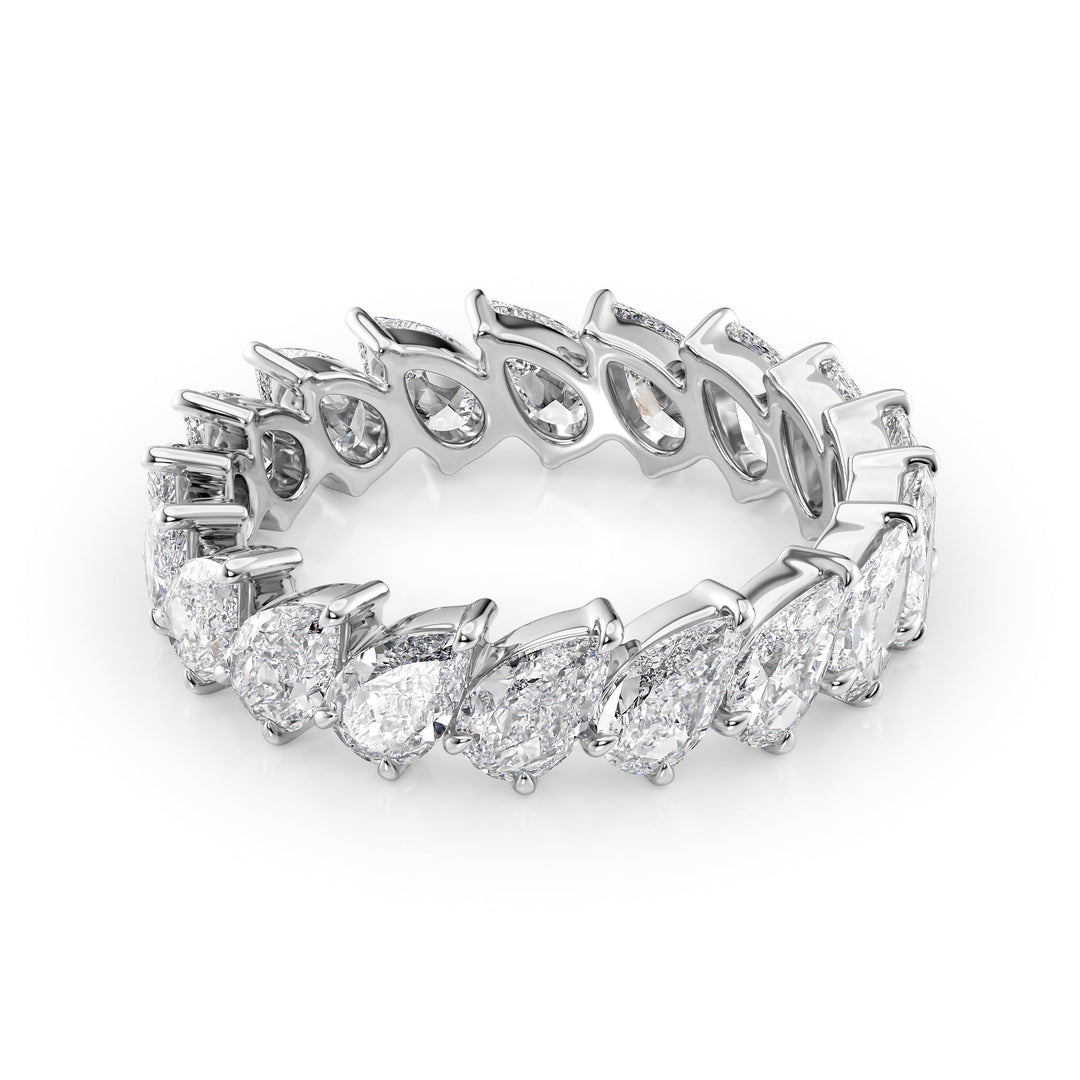 3.5ct Slanted Pear Eternity Eternity Rings 14K White Pear Lab Diamonds#material_14k-white