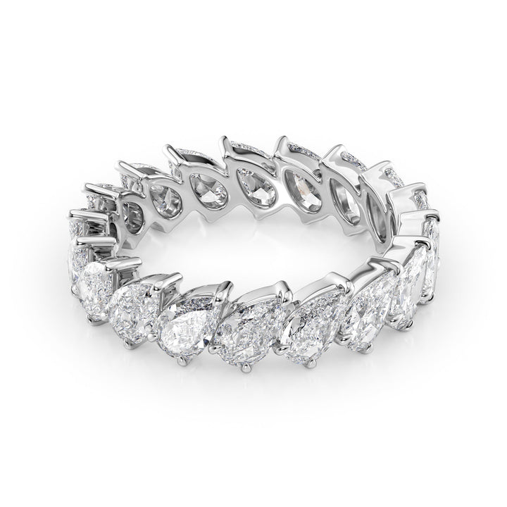 3.5ct Slanted Pear Eternity Eternity Rings 18K White Pear Lab Diamonds#material_18k-white