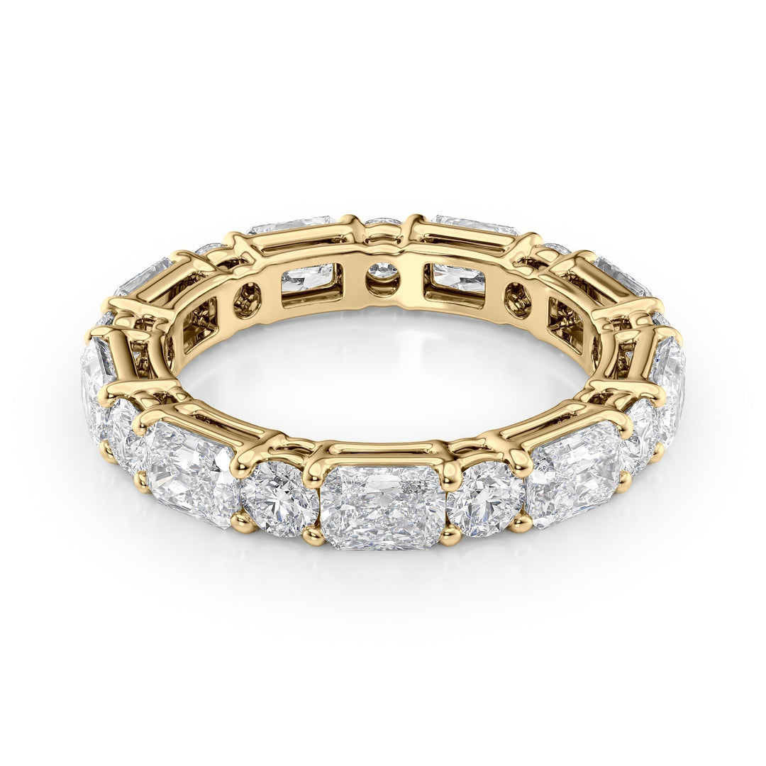 3.7ct Alternating Radiant and Round Basket Eternity Eternity Rings 14K Gold Radiant Lab Diamonds#material_14k-gold