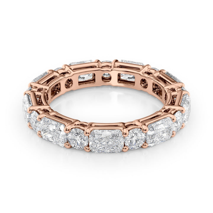 3.7ct Alternating Radiant and Round Basket Eternity Eternity Rings 14K Rose Radiant Lab Diamonds#material_14k-rose