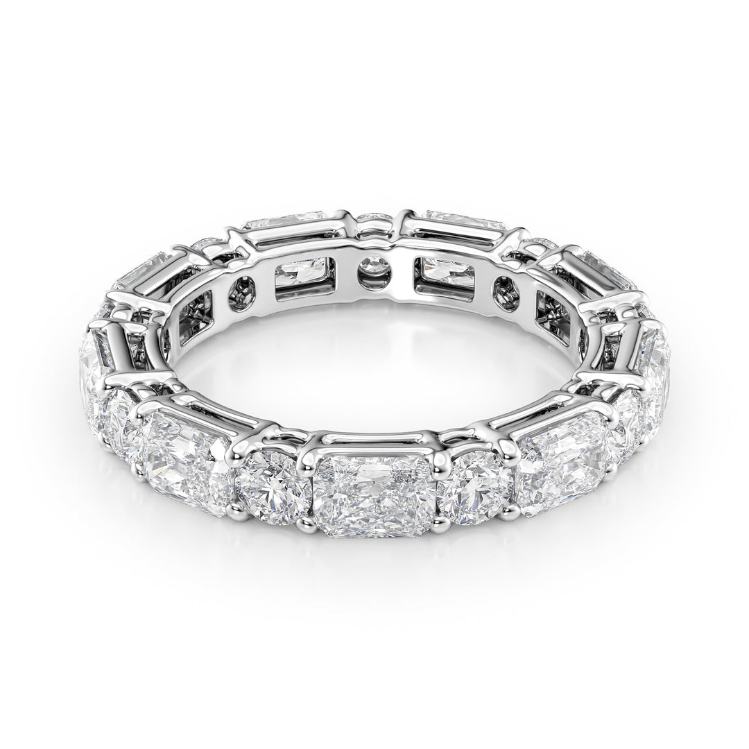 3.7ct Alternating Radiant and Round Basket Eternity Eternity Rings 14K White Radiant Lab Diamonds#material_14k-white