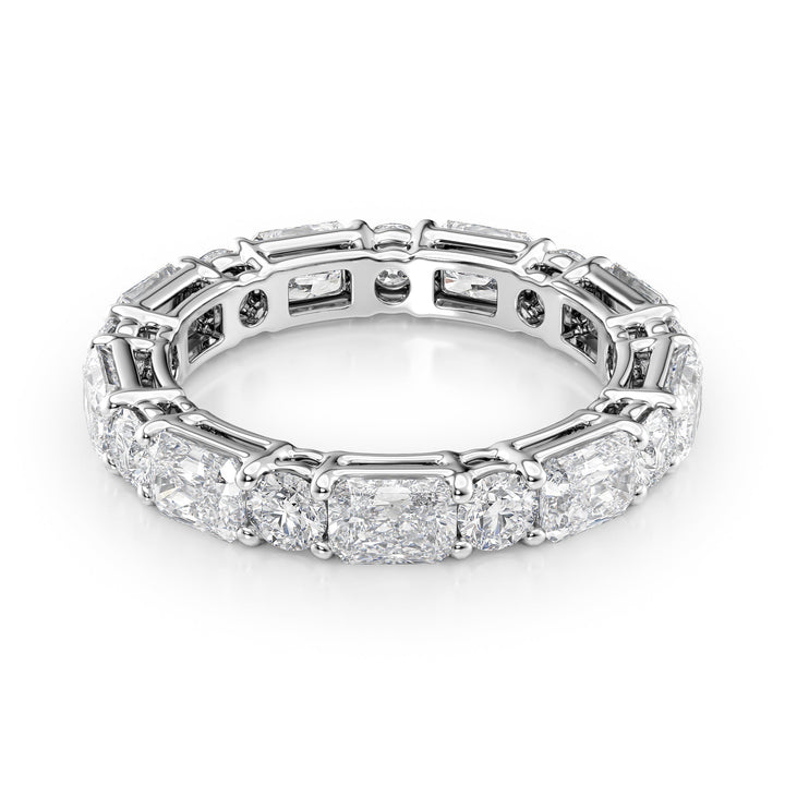 3.7ct Alternating Radiant and Round Basket Eternity Eternity Rings 14K White Radiant Lab Diamonds#material_14k-white