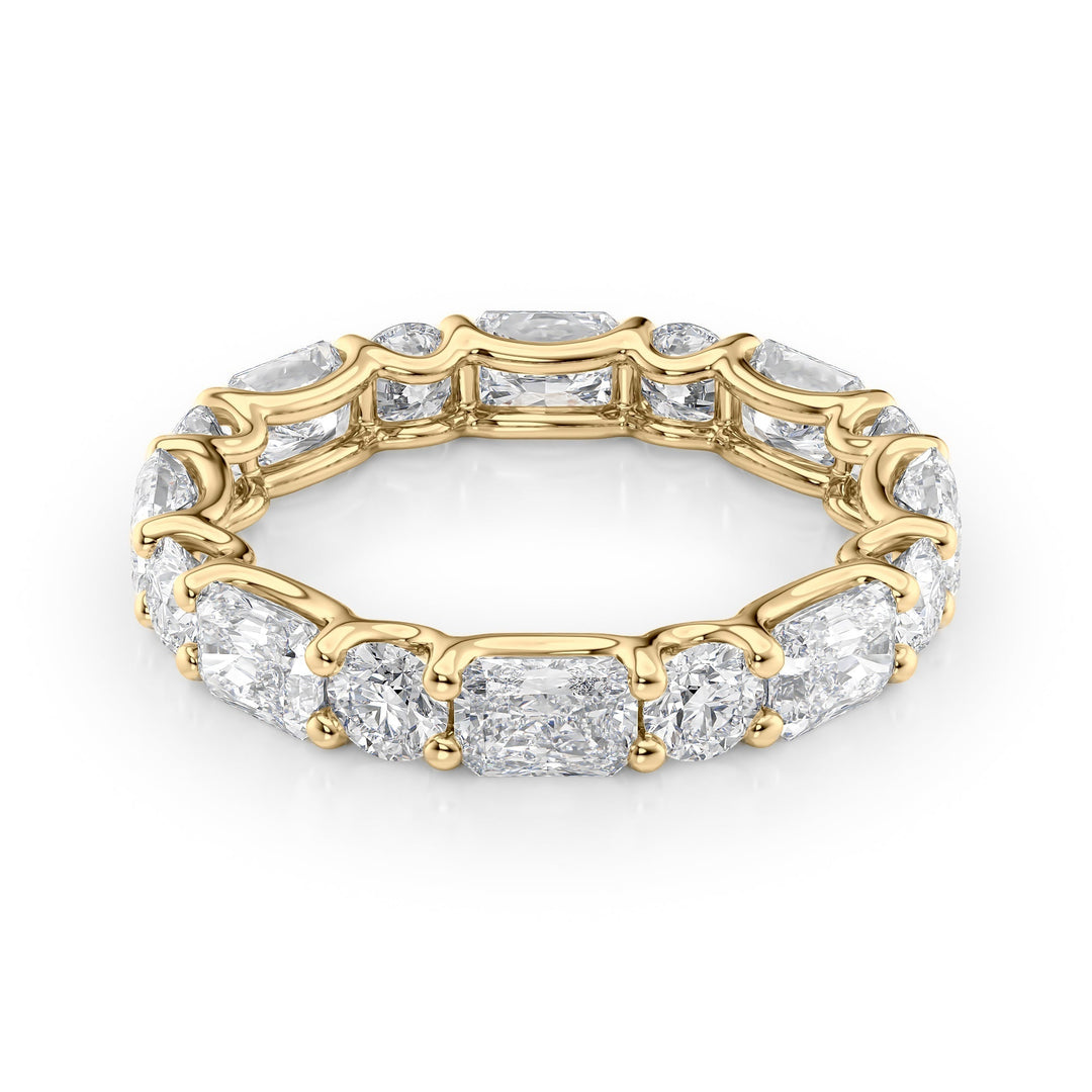 3.7ct Alternating Radiant and Round U Prong Eternity Eternity Rings 14K Gold Radiant Lab Diamonds#material_14k-gold