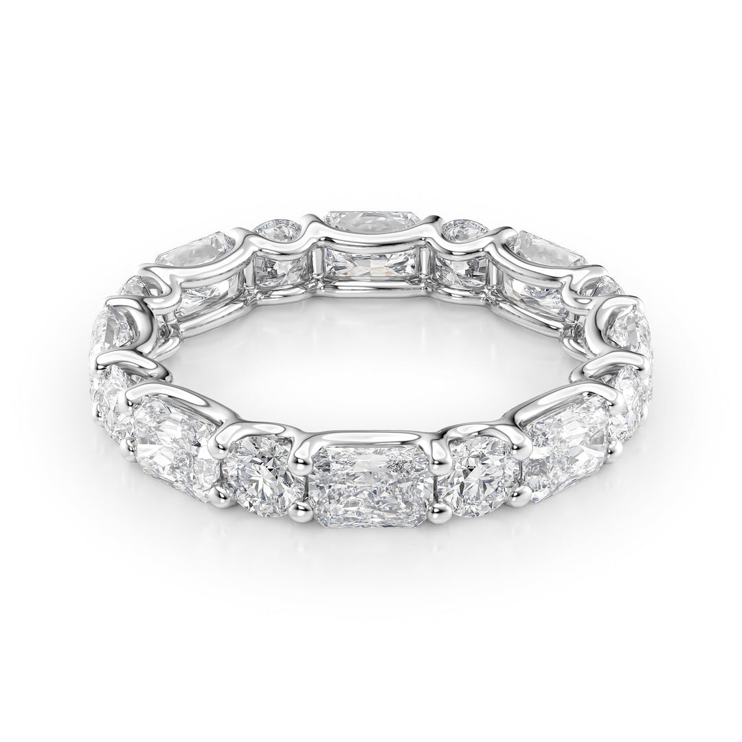 3.7ct Alternating Radiant and Round U Prong Eternity Eternity Rings 14K White Radiant Lab Diamonds#material_14k-white