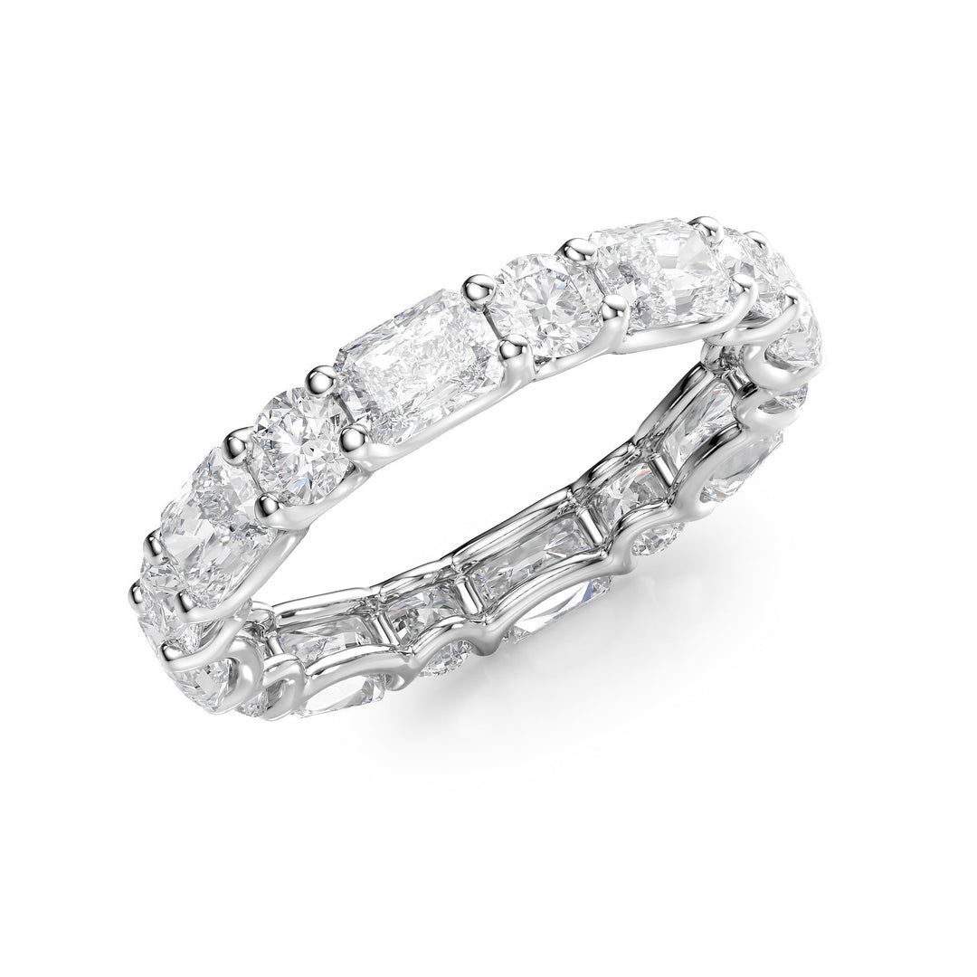 3.7ct Alternating Radiant and Round U Prong Eternity Eternity Rings 14K White Radiant Lab Diamonds#material_14k-white