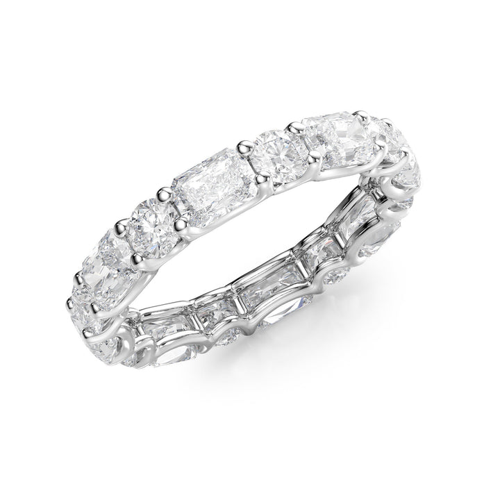 3.7ct Alternating Radiant and Round U Prong Eternity Eternity Rings 18K White Radiant Lab Diamonds#material_18k-white