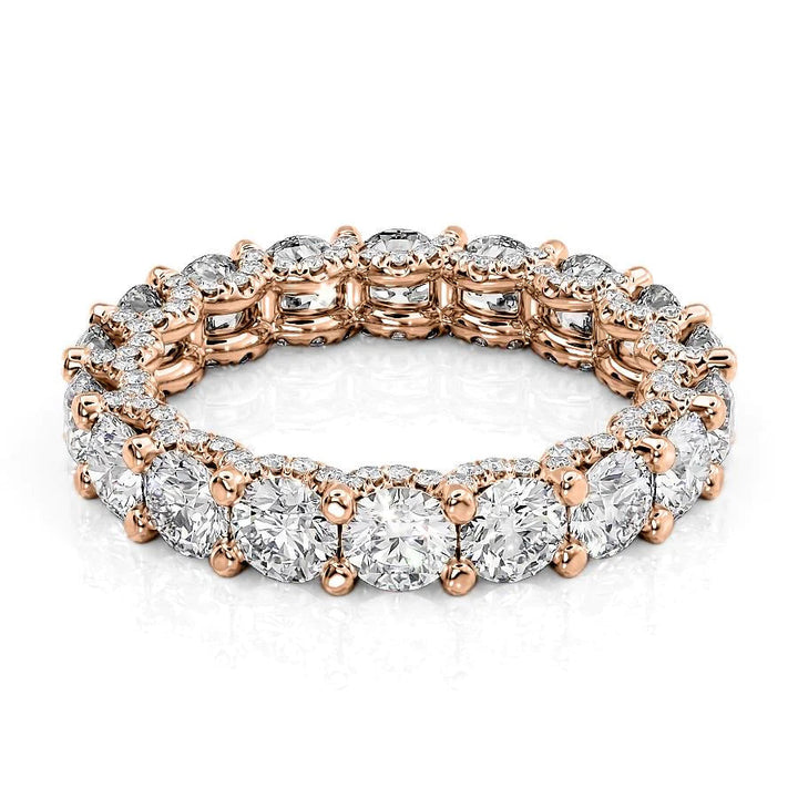 3.8ct Round U Pave Prong Eternity Eternity Rings 14K Rose Round Lab Diamonds#material_14k-rose