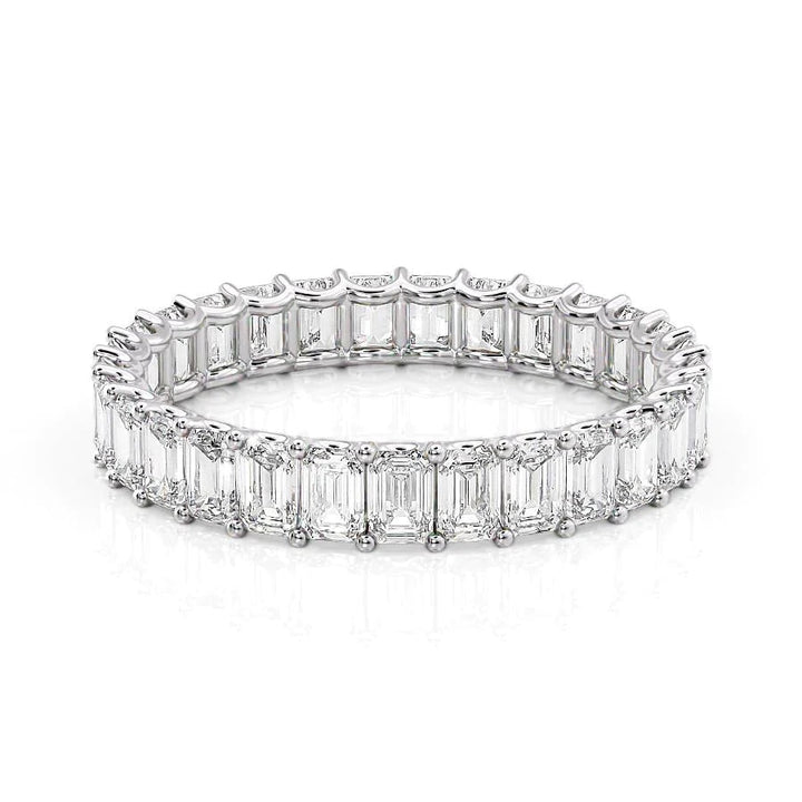 3ct Emerald U Prong Eternity Eternity Rings 14K White Emerald Lab Diamonds#material_14k-white