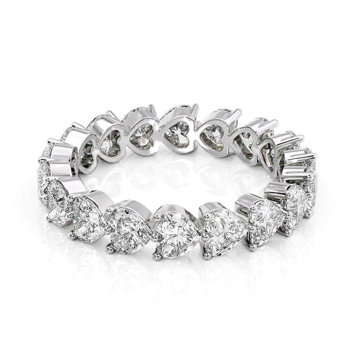 3ct Heart Shared Prong Eternity Eternity Rings 14K White Heart Lab Diamonds#material_14k-white