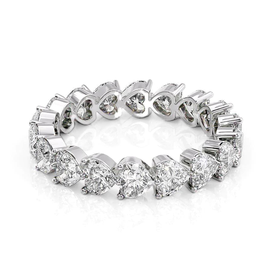 3ct Heart Shared Prong Eternity Eternity Rings 18K White Heart Lab Diamonds#material_18k-white