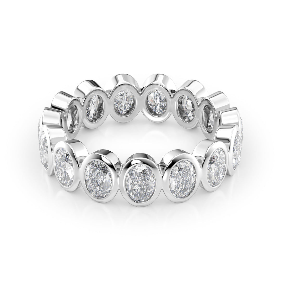 3ct Oval Bezel Eternity Eternity Rings 14K White Oval Lab Diamonds#material_14k-white