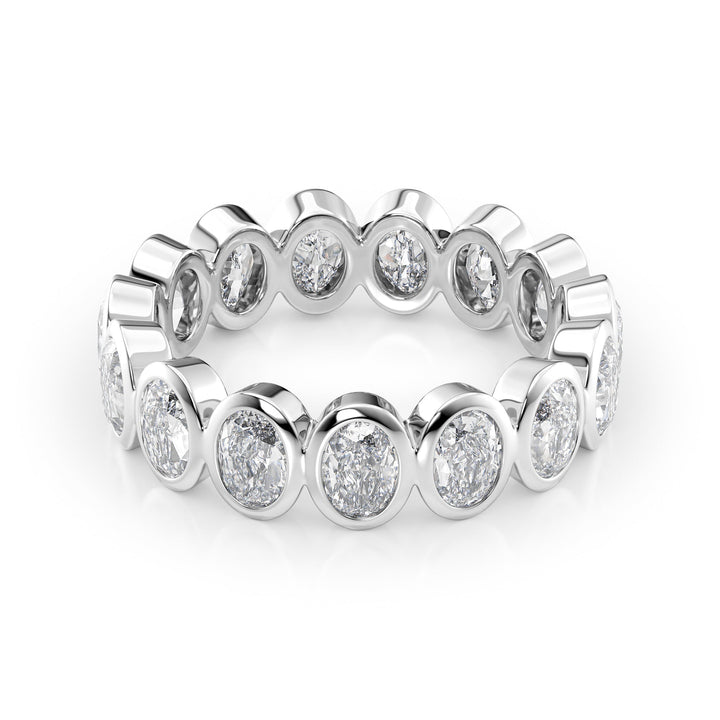 3ct Oval Bezel Eternity Eternity Rings 14K White Oval Lab Diamonds#material_14k-white