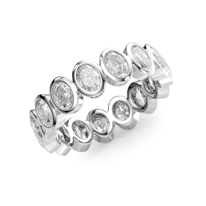 3ct Oval Bezel Eternity Eternity Rings 14K White Oval Lab Diamonds#material_14k-white