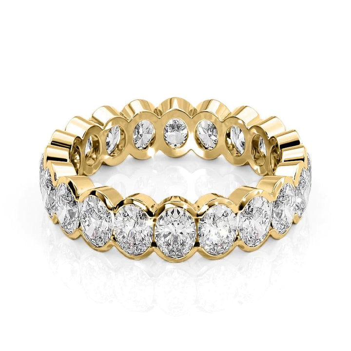 3ct Oval Half Bezel Eternity Eternity Rings 14K Gold Oval Lab Diamonds#material_14k-gold