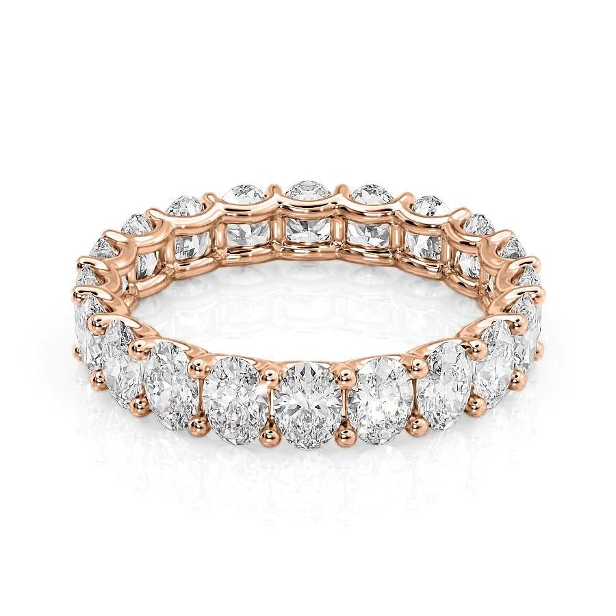 3ct Oval U Prong Eternity Eternity Rings 14K Rose Oval Lab Diamonds#material_14k-rose