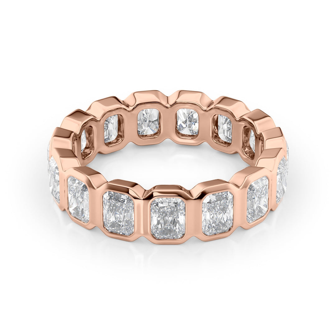 3ct Radiant Bezel Eternity Eternity Rings 14K Rose Radiant Lab Diamonds#material_14k-rose