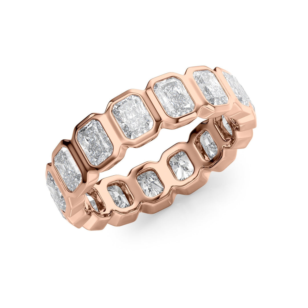 3ct Radiant Bezel Eternity Eternity Rings 14K Rose Radiant Lab Diamonds#material_14k-rose