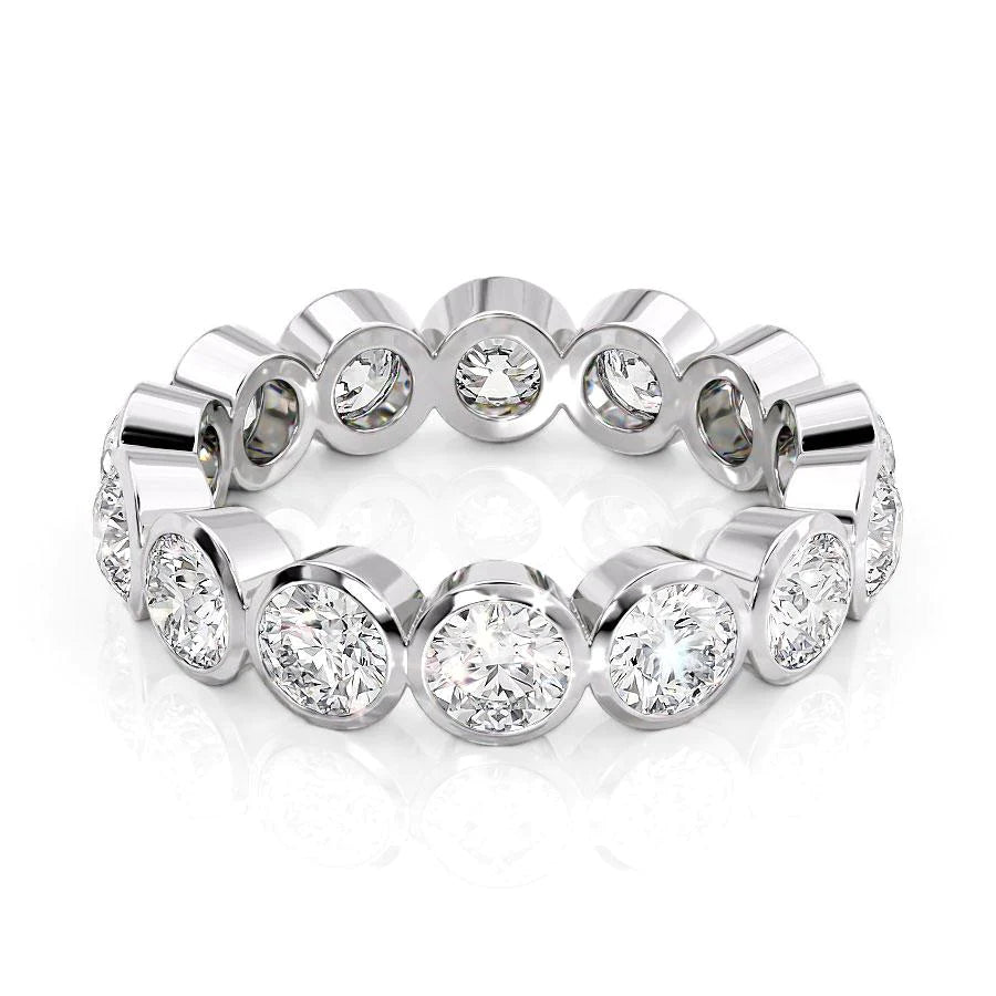 3ct Round Bezel Eternity Eternity Rings 18K White Round Lab Diamonds#material_18k-white