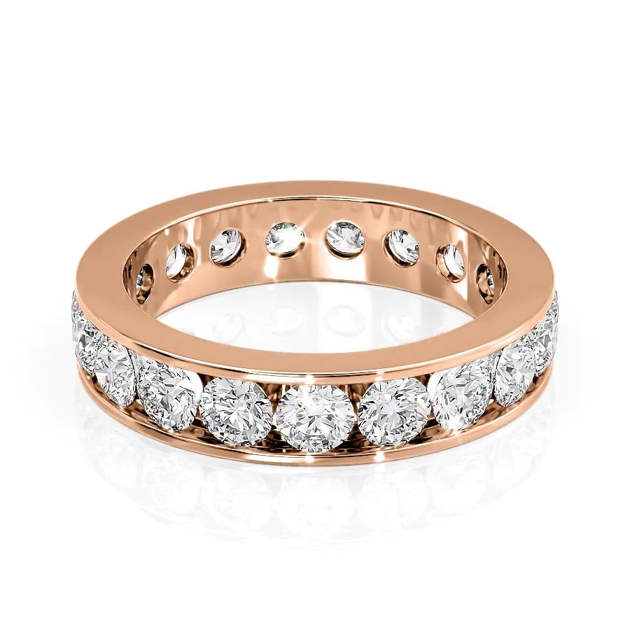 3ct Round Channel Eternity Eternity Rings 14K Rose Round Lab Diamonds#material_14k-rose