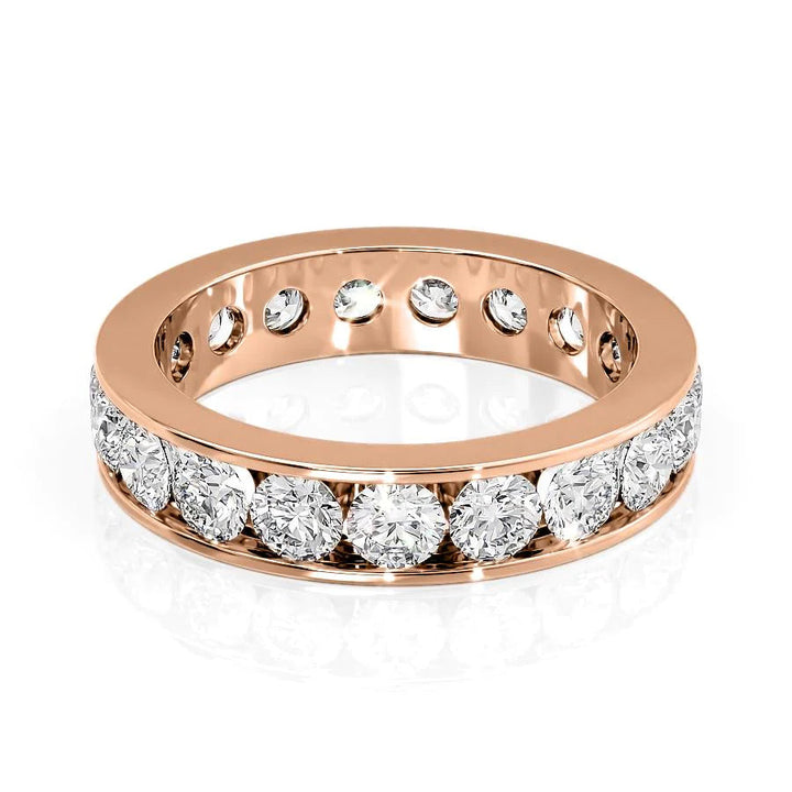 3ct Round Channel Eternity Eternity Rings 14K Rose Round Lab Diamonds#material_14k-rose