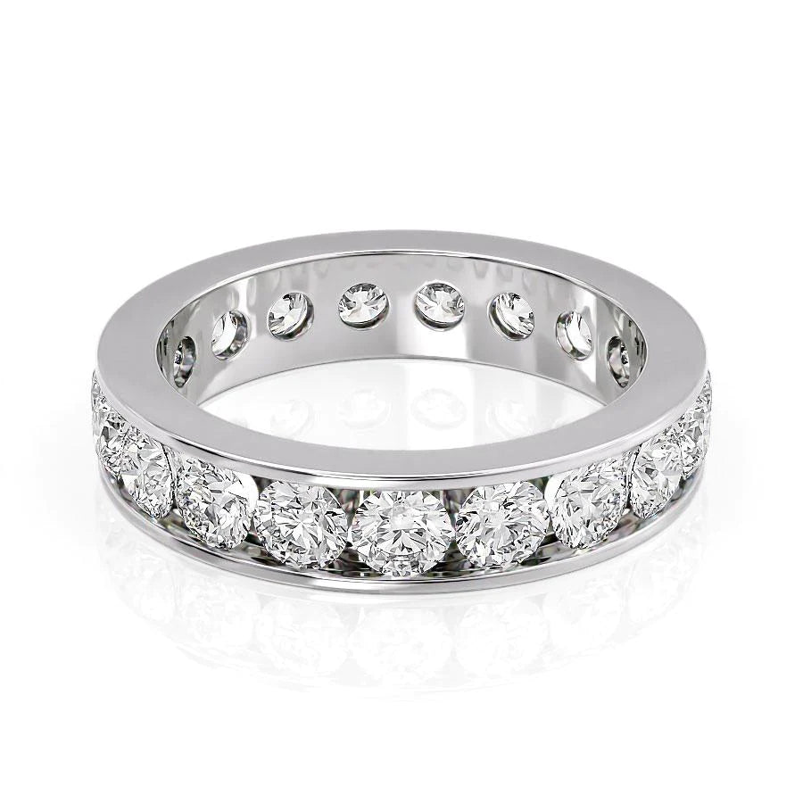 3ct Round Channel Eternity Eternity Rings 14K White Round Lab Diamonds#material_14k-white