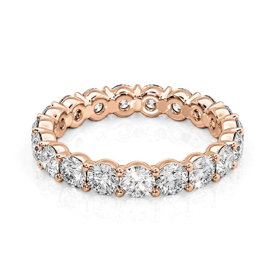 3ct Round Eternity Eternity Rings 14K Rose Round Lab Diamonds#material_14k-rose