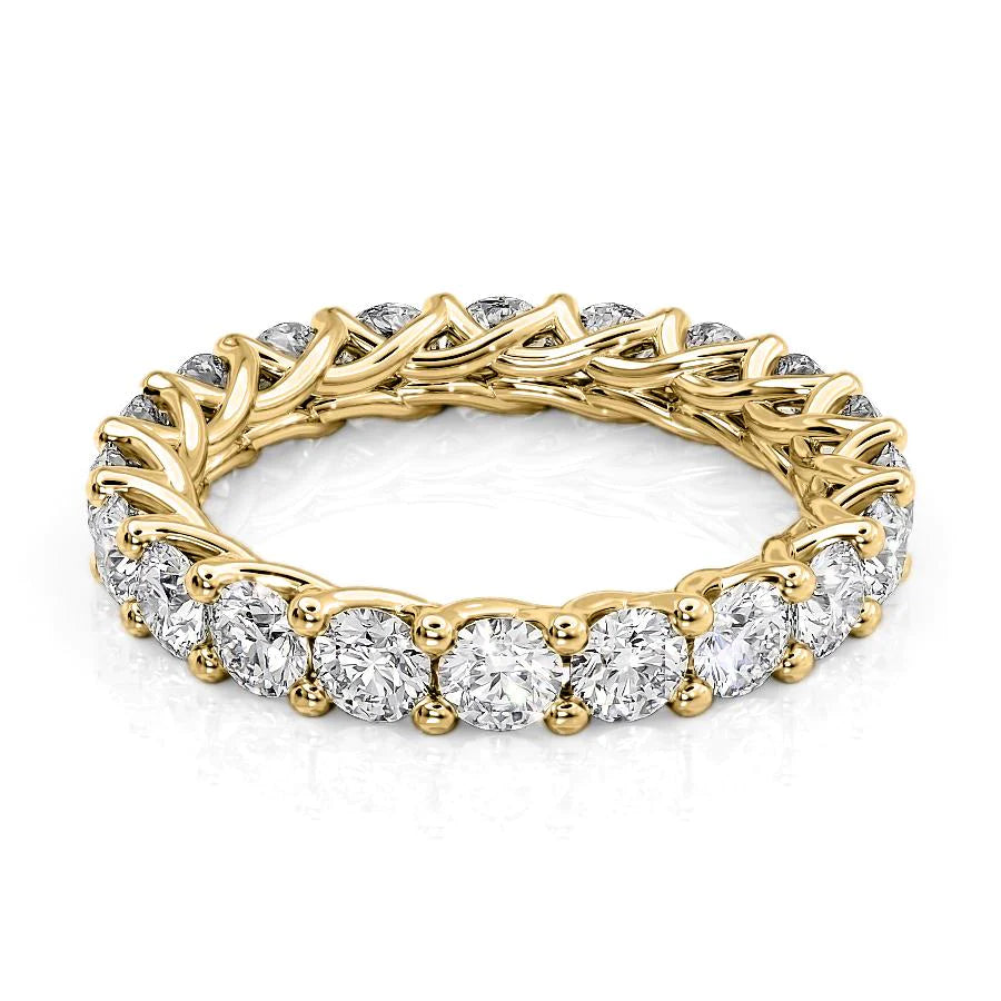 3ct Round Trellis Eternity Eternity Rings 14K Gold Round Lab Diamonds#material_14k-gold