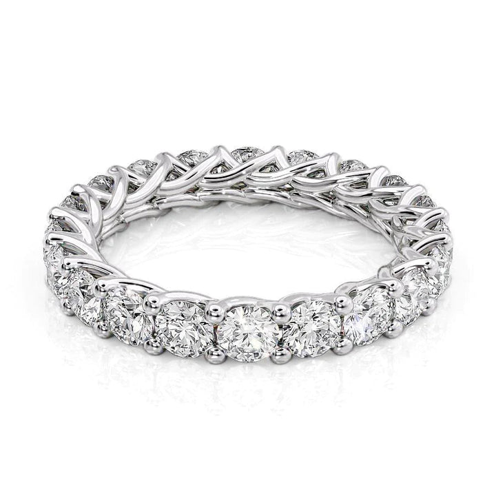 3ct Round Trellis Eternity Eternity Rings 14K White Round Lab Diamonds#material_14k-white