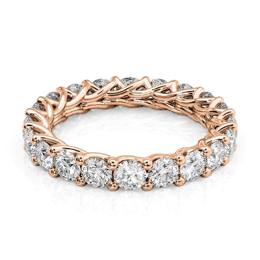 3ct Round Trellis Eternity Eternity Rings 18K Rose Round Lab Diamonds#material_18k-rose