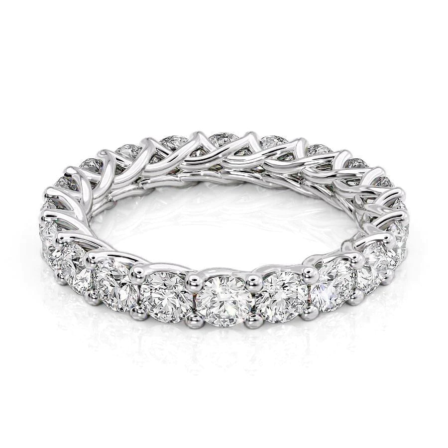 3ct Round Trellis Eternity Eternity Rings 18K White Round Lab Diamonds#material_18k-white