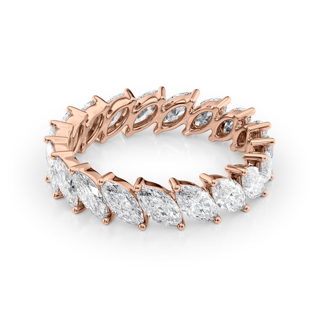 3ct Slanted Marquise Eternity Eternity Rings 14K Rose Marquise Lab Diamonds#material_14k-rose