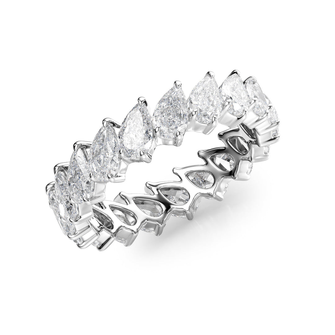 3ct Slanted Pear Eternity Eternity Rings 14K White Pear Lab Diamonds#material_14k-white