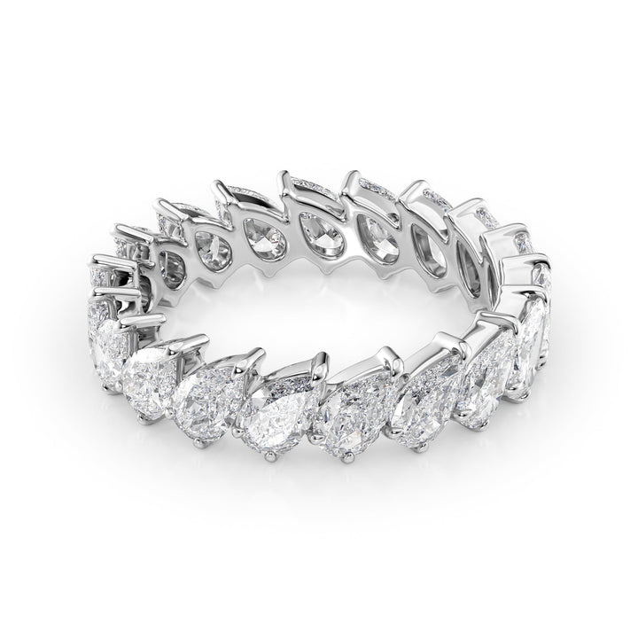 3ct Slanted Pear Eternity Eternity Rings 18K White Pear Lab Diamonds#material_18k-white