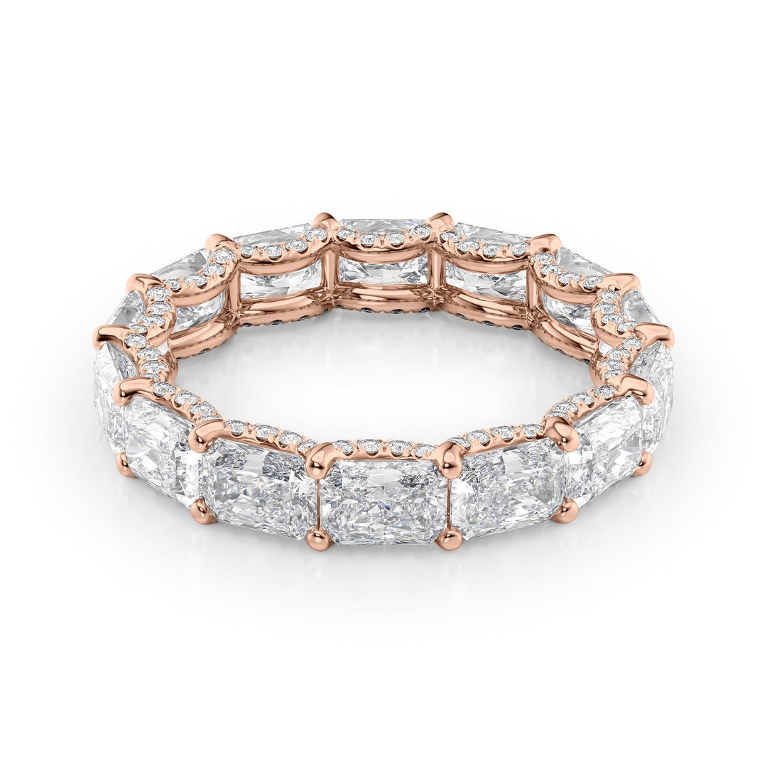 4.3ct East West Radiant U Pave Prong Eternity Eternity Rings 14K Rose Radiant Lab Diamonds#material_14k-rose