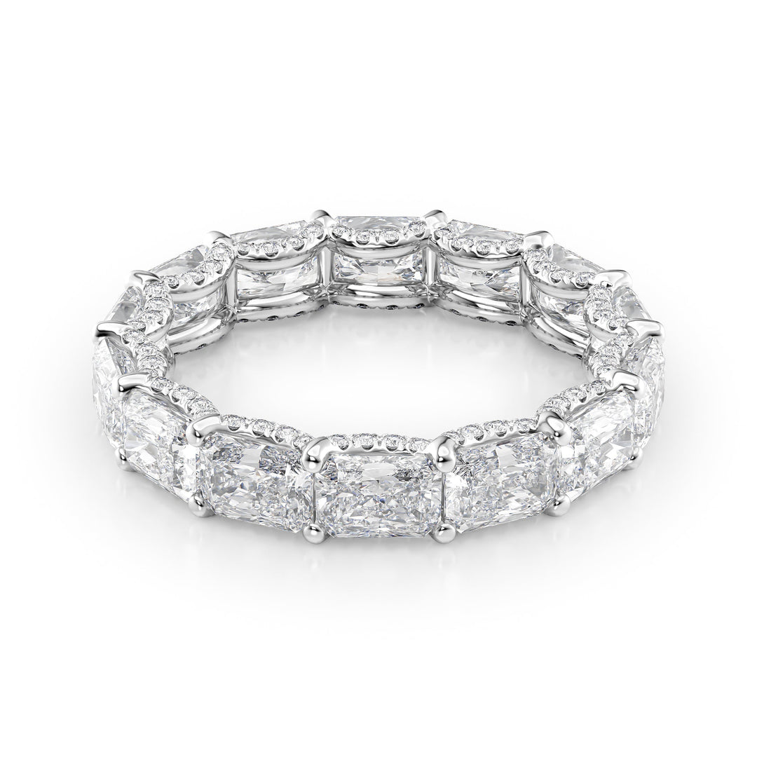 4.3ct East West Radiant U Pave Prong Eternity Eternity Rings 14K White Radiant Lab Diamonds#material_14k-white