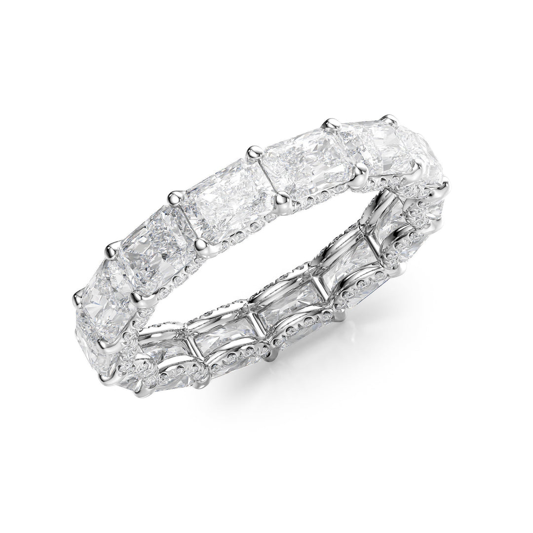 4.3ct East West Radiant U Pave Prong Eternity Eternity Rings 14K White Radiant Lab Diamonds#material_14k-white