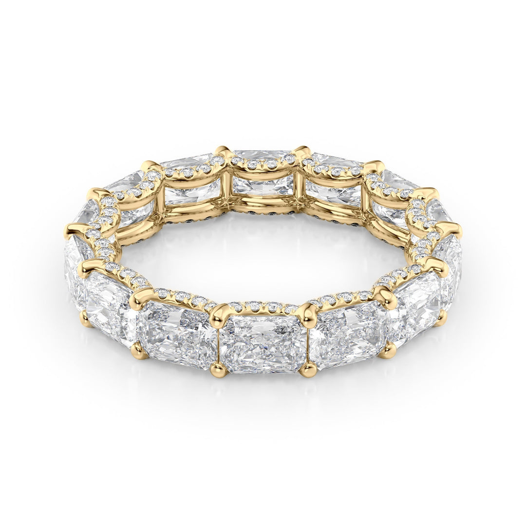 4.3ct East West Radiant U Pave Prong Eternity Eternity Rings 18K Gold Radiant Lab Diamonds#material_18k-gold