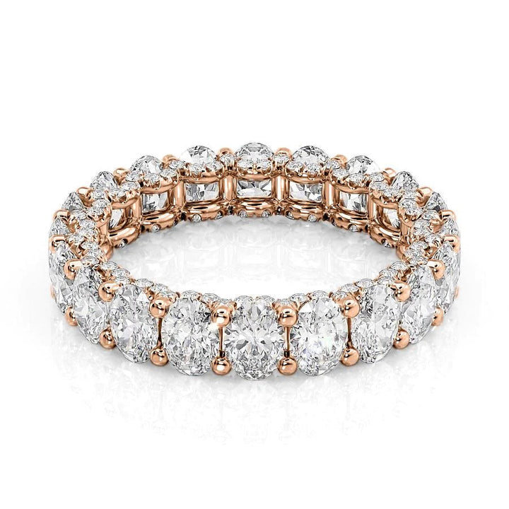 4.3ct Oval U Pave Prong Eternity Eternity Rings 14K Rose Oval Lab Diamonds#material_14k-rose