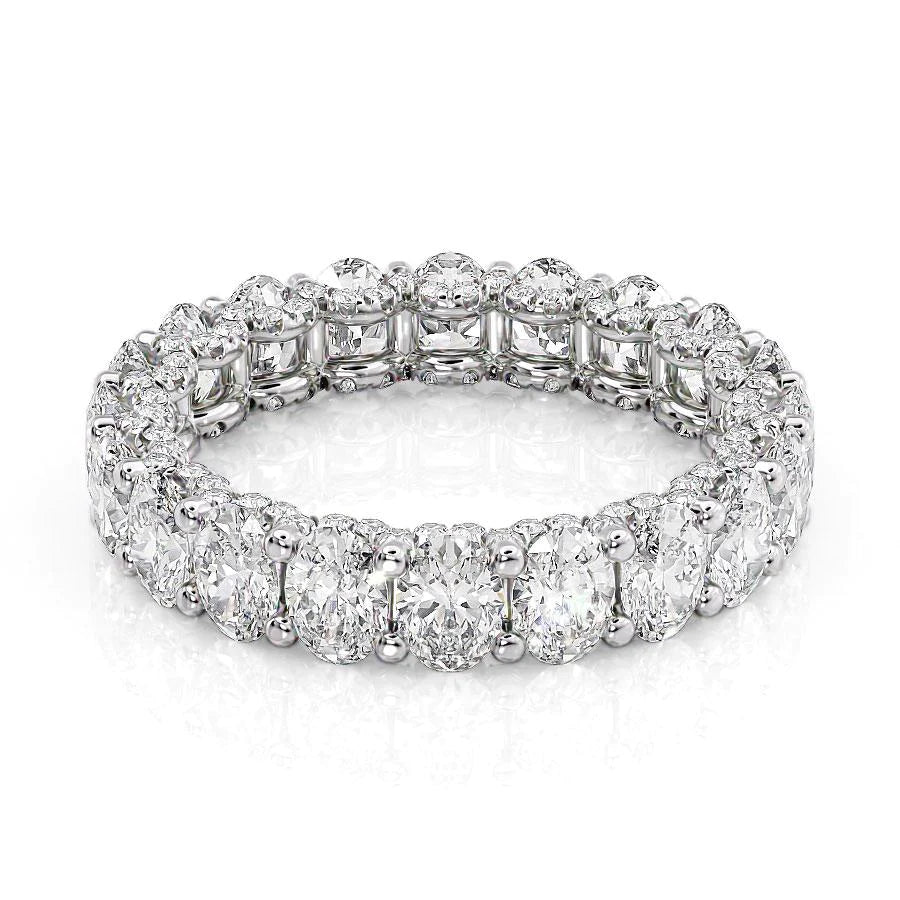 4.3ct Oval U Pave Prong Eternity Eternity Rings 14K White Oval Lab Diamonds#material_14k-white