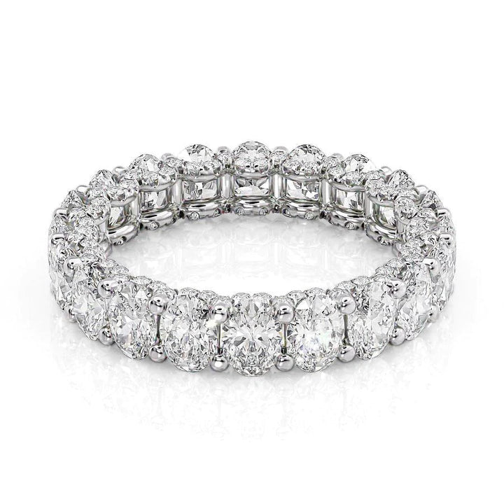 4.3ct Oval U Pave Prong Eternity Eternity Rings 14K White Oval Lab Diamonds#material_14k-white