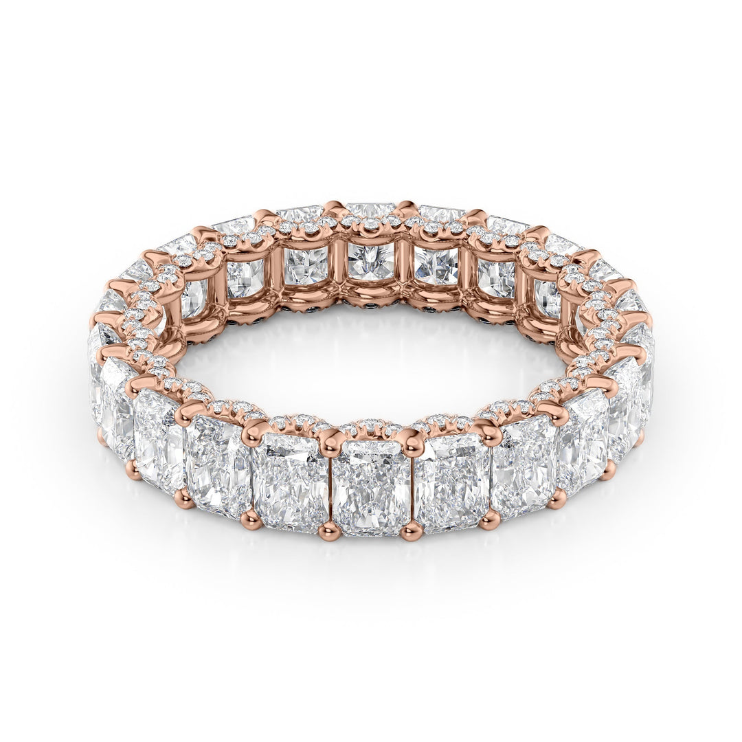 4.3ct Radiant U Pave Prong Eternity Eternity Rings 14K Rose Radiant Lab Diamonds#material_14k-rose